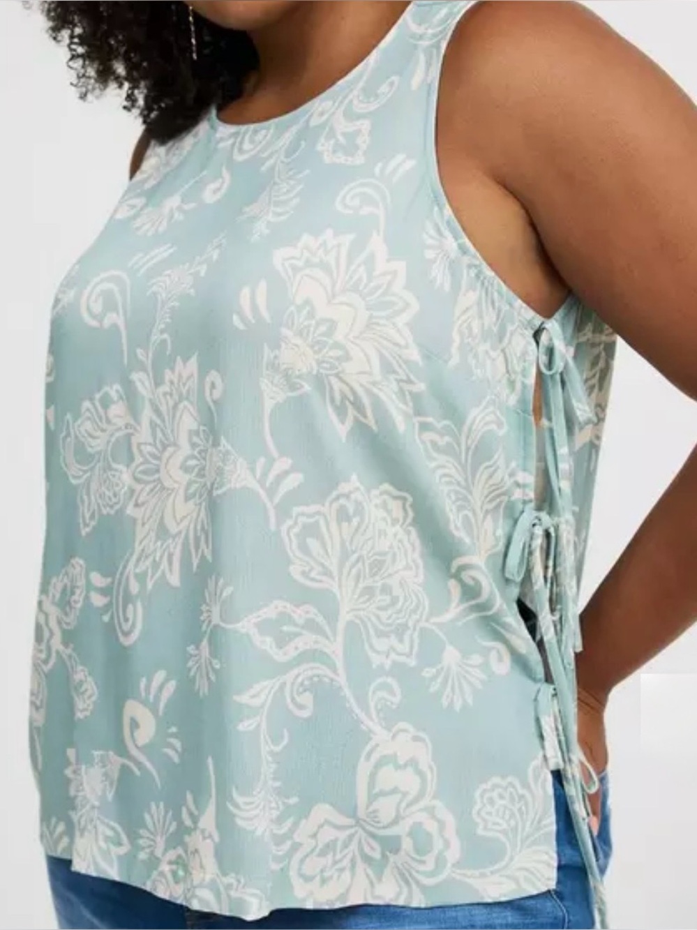 NWT- Crinkle Gauze Side-Tie Tank, “Lovely Jaco Wrought Iron” Size Large